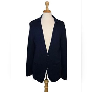Boggi Milano Light Weight Knit Navy Blazer Luxury Coastal Preppy Size M Classic